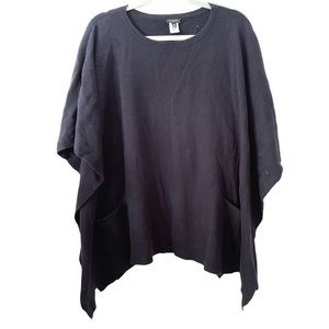 Talbots Camel‎ Hair/wool/cotton blend poncho with front pockets. Black. One size